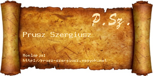 Prusz Szergiusz névjegykártya